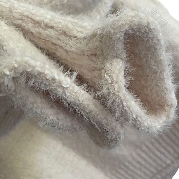 RACHEL ZOE Cream Chenille Mock Cowl Neck Long Sleeve Sweater Roll Hem XS - Picture 3 of 5